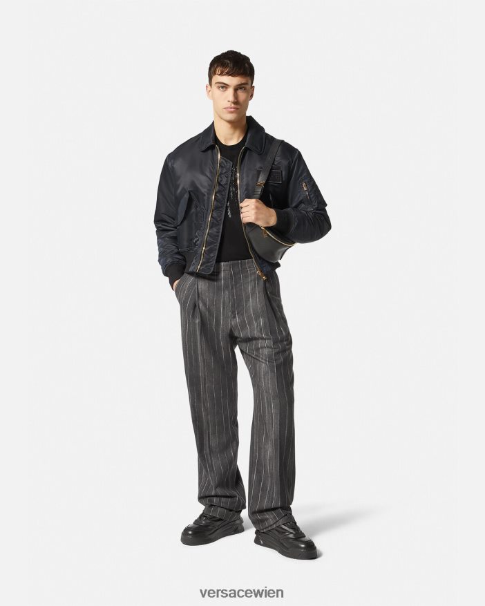 Schwarz T-Shirt mit Barocco-Silhouette Versace Männer Kleidung 8N4XJD1378