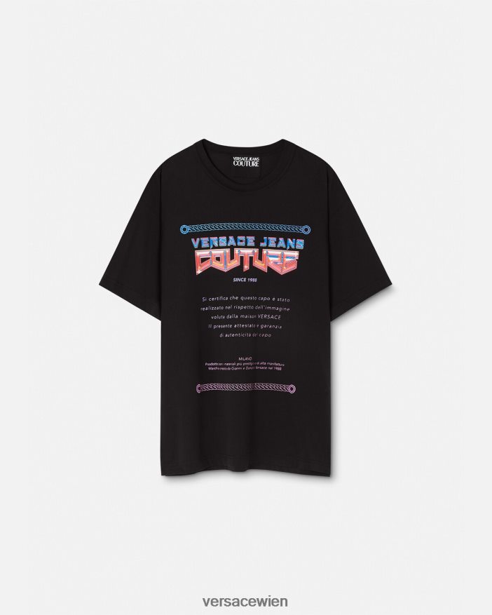 Schwarz T-Shirt mit Garantie-Logo Versace Männer Kleidung 8N4XJD2368
