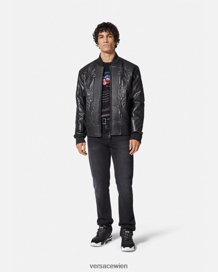 Schwarz T-Shirt mit Garantie-Logo Versace Männer Kleidung 8N4XJD2368