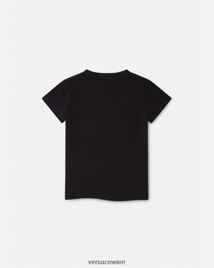 Schwarz T-Shirt mit Medusa und Nieten Versace Kinder Kleidung 8N4XJD2025
