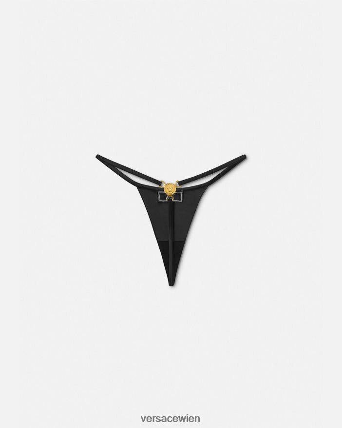 Schwarz Tanga mit Medusa \95 Versace Frauen Unterwäsche und Strandbekleidung 8N4XJD1033