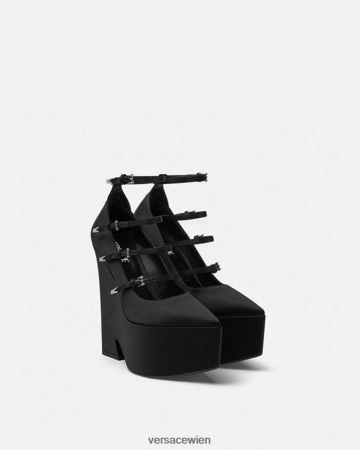 Schwarz Tempest-Plateaupumps aus Satin Versace Frauen Schuh 8N4XJD494