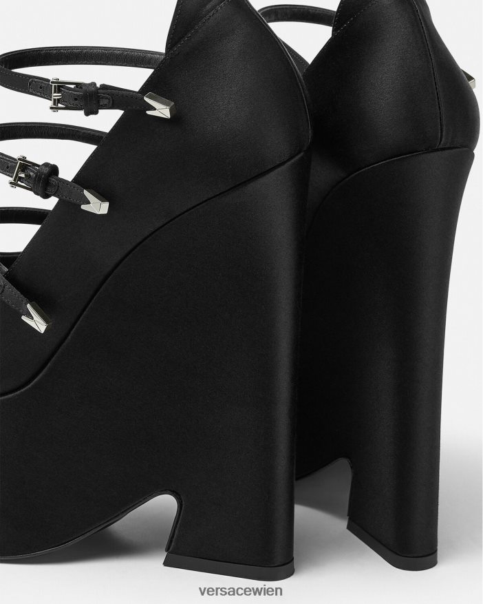 Schwarz Tempest-Plateaupumps aus Satin Versace Frauen Schuh 8N4XJD494