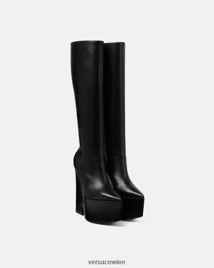 Schwarz Tempest kniehohe Plateaustiefel Versace Frauen Schuh 8N4XJD478