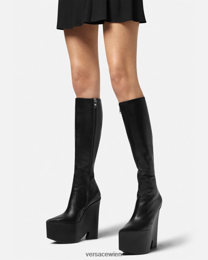 Schwarz Tempest kniehohe Plateaustiefel Versace Frauen Schuh 8N4XJD478