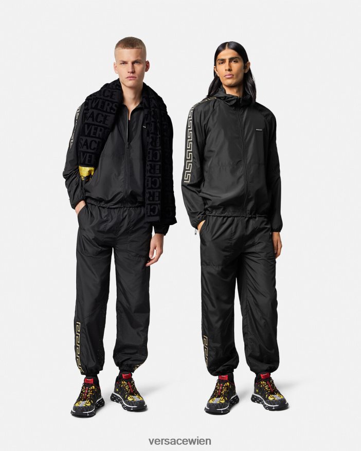 Schwarz Trainingshose aus Greca-Nylon Versace Männer Kleidung 8N4XJD1453