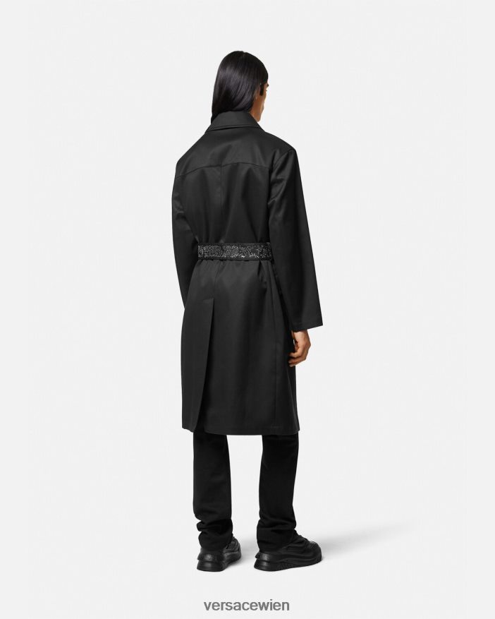 Schwarz Trenchcoat mit Nieten Versace Männer Kleidung 8N4XJD1254