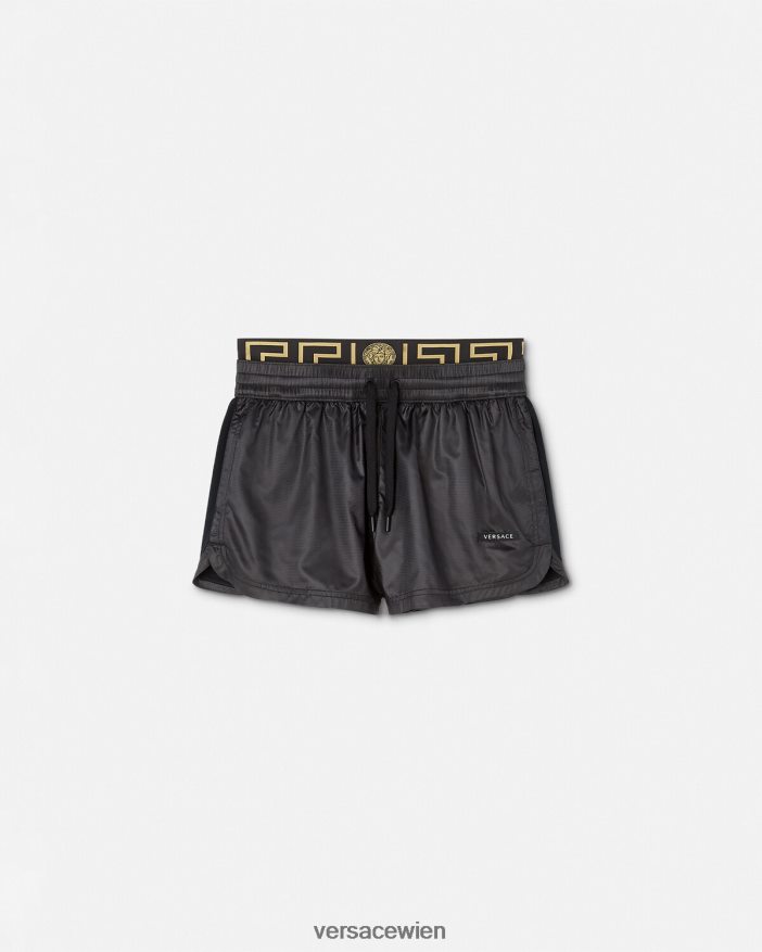 Schwarz Turnshorts mit Greca-Bordüre Versace Frauen Kleidung 8N4XJD238