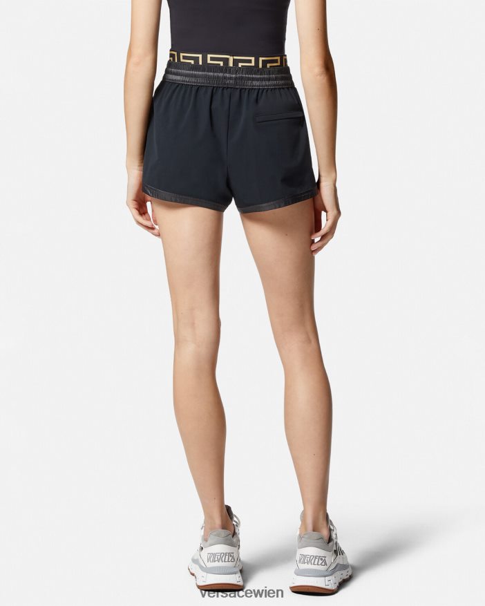 Schwarz Turnshorts mit Greca-Bordüre Versace Frauen Kleidung 8N4XJD238