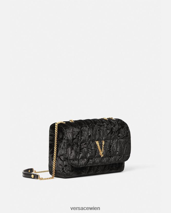 Schwarz Umhängetasche aus Virtus-Samt Versace Frauen Taschen 8N4XJD373