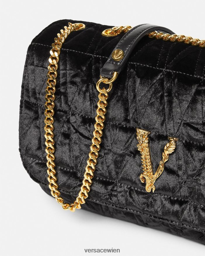Schwarz Umhängetasche aus Virtus-Samt Versace Frauen Taschen 8N4XJD373