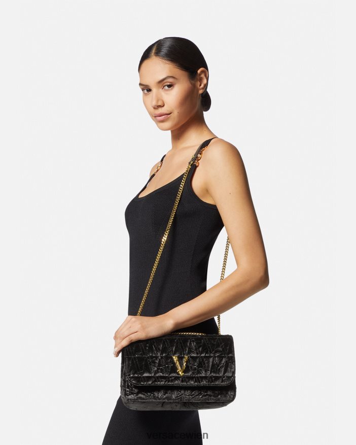 Schwarz Umhängetasche aus Virtus-Samt Versace Frauen Taschen 8N4XJD373