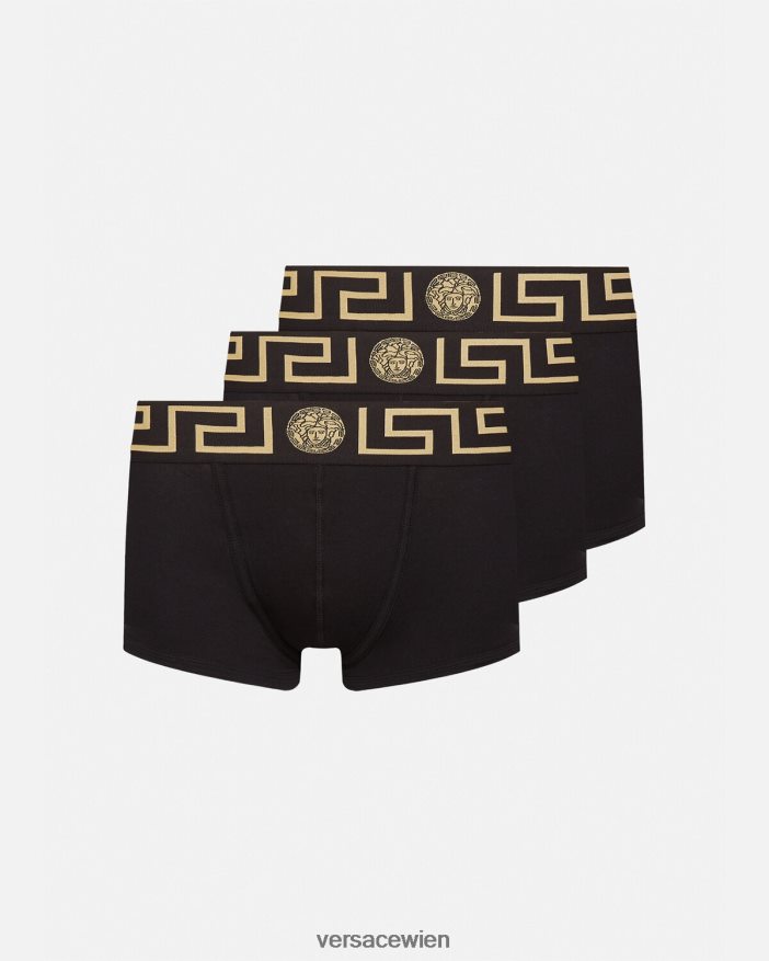 Schwarz Unterhosen mit Greca-Bordüre im 3er-Pack Versace Männer Unterwäsche und Strandbekleidung 8N4XJD1750