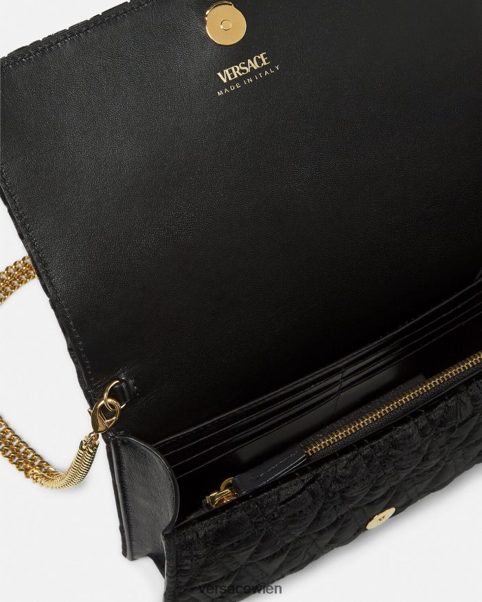 Schwarz Virtus-Clutch aus Samt Versace Frauen Taschen 8N4XJD378