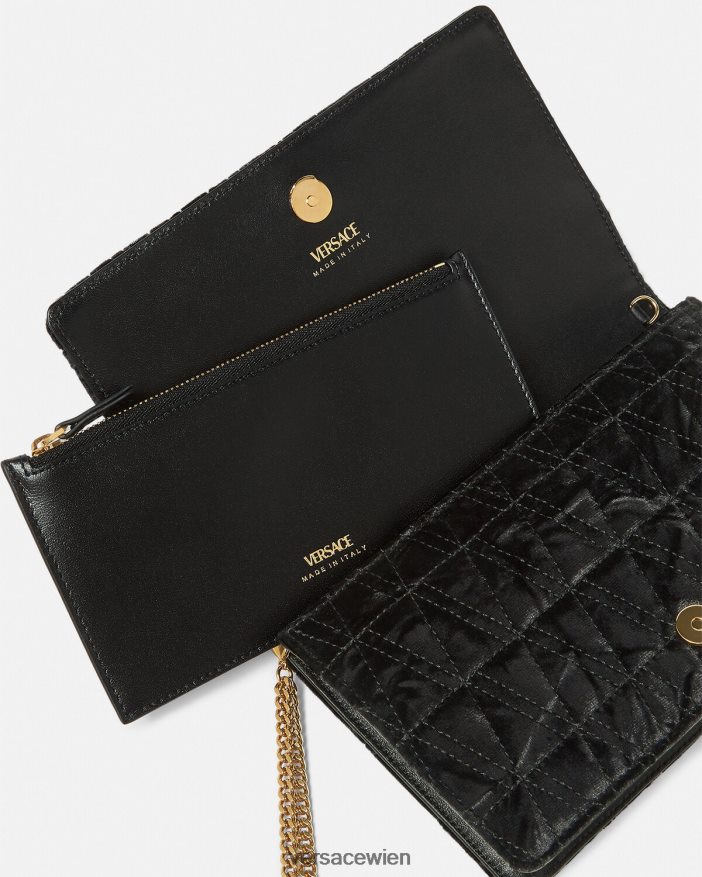 Schwarz Virtus-Clutch aus Samt Versace Frauen Taschen 8N4XJD378