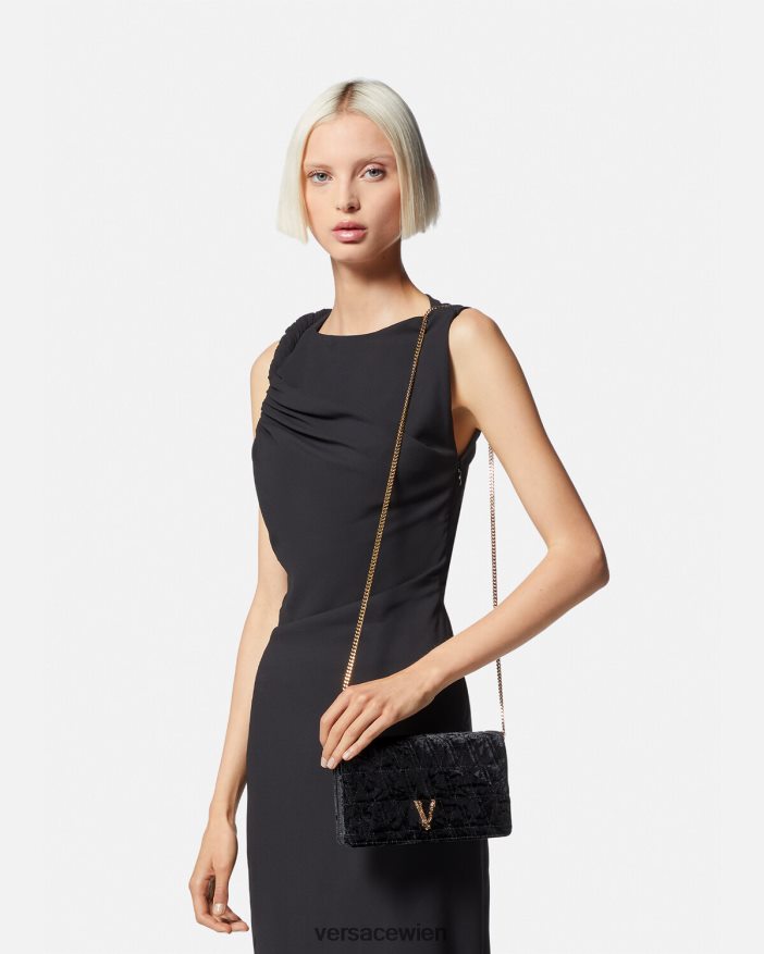 Schwarz Virtus-Clutch aus Samt Versace Frauen Taschen 8N4XJD378