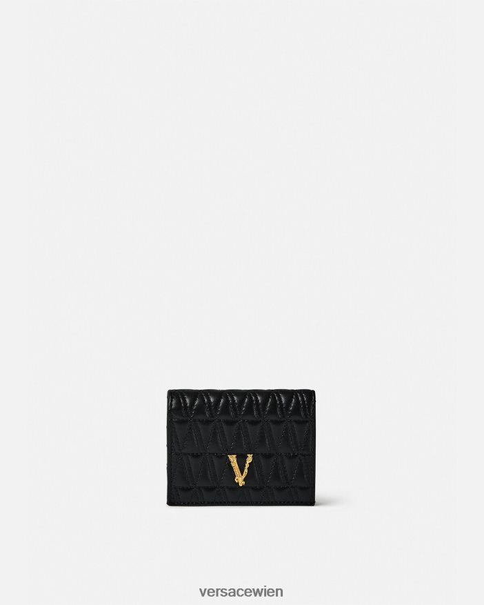 Schwarz Virtus gesteppte Bifold-Geldbörse Versace Frauen Zubehör 8N4XJD577