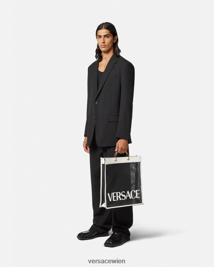 Schwarz-Weiss Einkaufstasche Versace Männer Taschen 8N4XJD1508