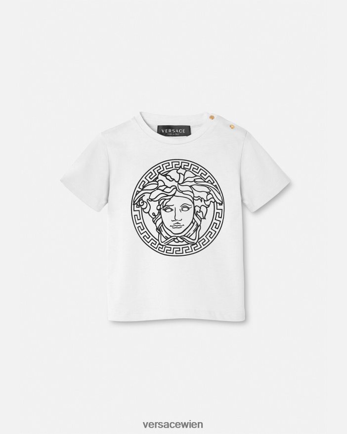 Schwarz-Weiss Medusa-Baby-T-Shirt Versace Kinder Kleidung 8N4XJD1863