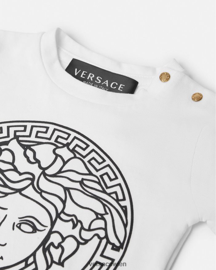 Schwarz-Weiss Medusa-Baby-T-Shirt Versace Kinder Kleidung 8N4XJD1863