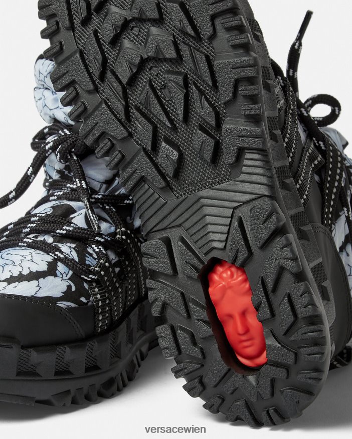 Schwarz-Weiss Schneestiefel mit Barocco-Silhouette Versace Kinder Schuh 8N4XJD2034