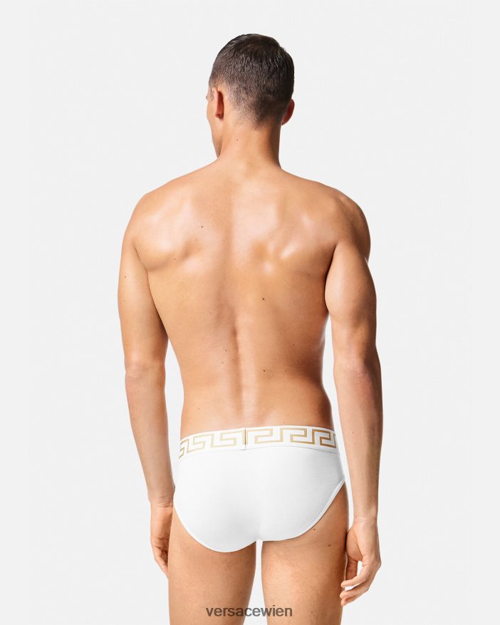 Schwarz-Weiss Slips mit Greca-Bordüre im 2er-Pack Versace Männer Unterwäsche und Strandbekleidung 8N4XJD1781