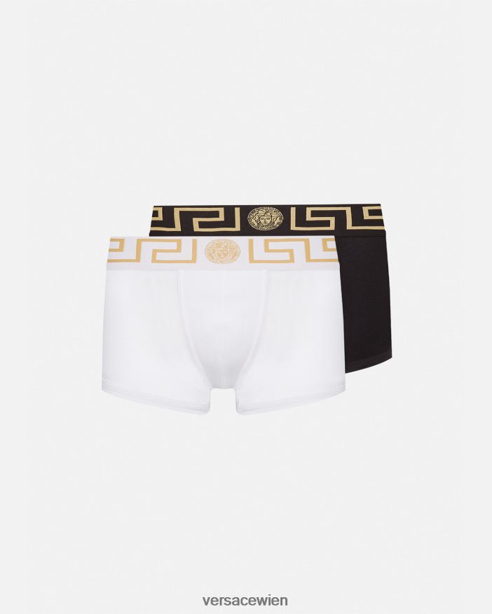 Schwarz-Weiss Unterhosen mit Greca-Bordüre im 2er-Pack Versace Männer Unterwäsche und Strandbekleidung 8N4XJD1752