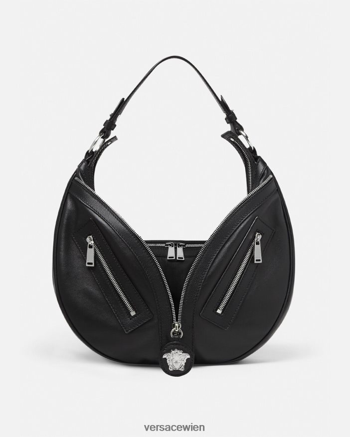 Schwarz Wiederholen Sie die Hobo-Tasche Versace Frauen Taschen 8N4XJD285