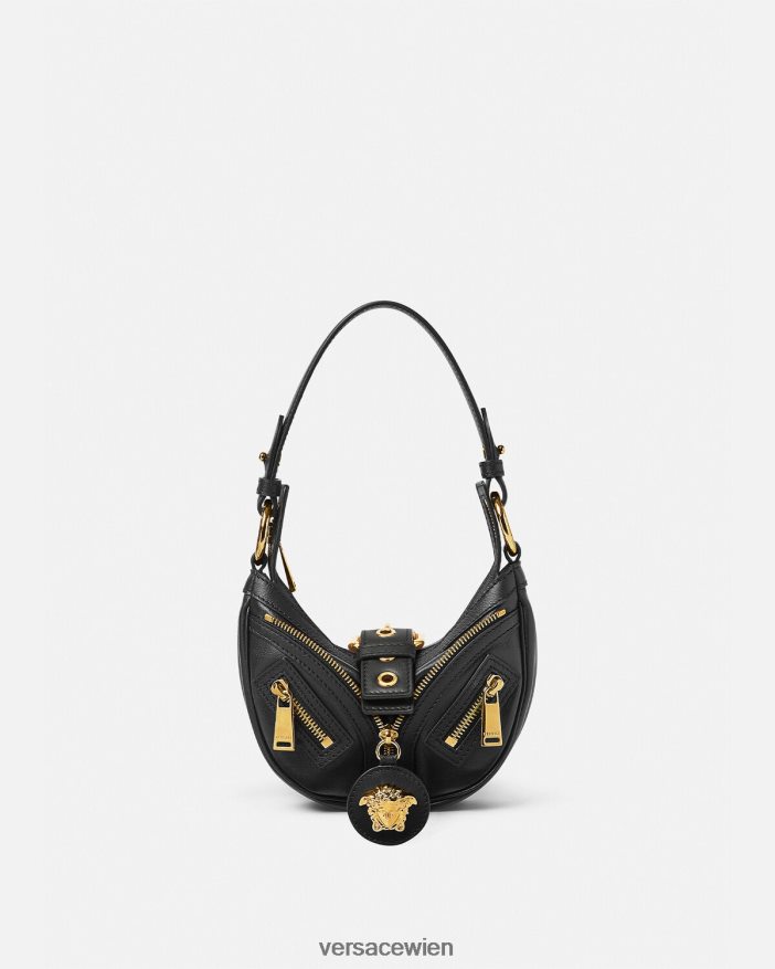 Schwarz Wiederholen Sie die Mini-Hobo-Tasche Versace Frauen Taschen 8N4XJD273