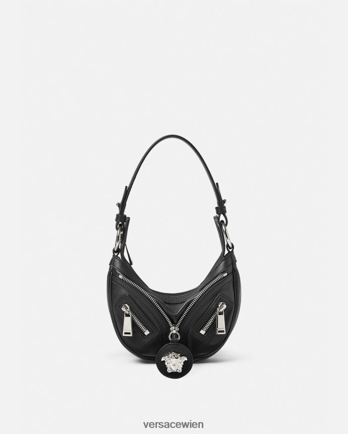 Schwarz Wiederholen Sie die Mini-Hobo-Tasche Versace Frauen Taschen 8N4XJD287