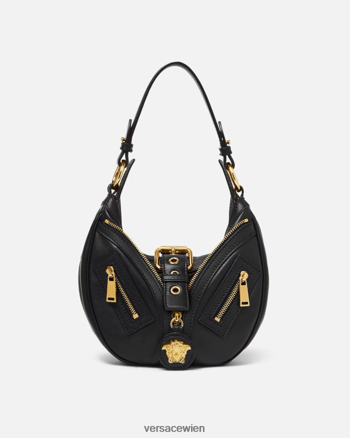 Schwarz Wiederholen Sie die kleine Hobo-Tasche Versace Frauen Taschen 8N4XJD274
