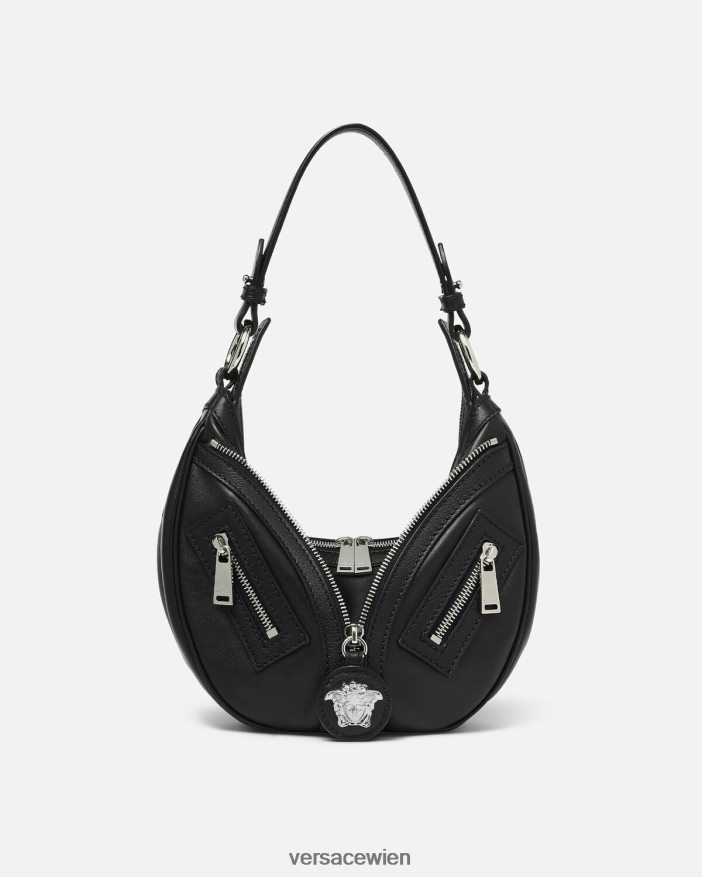 Schwarz Wiederholen Sie die kleine Hobo-Tasche Versace Frauen Taschen 8N4XJD282
