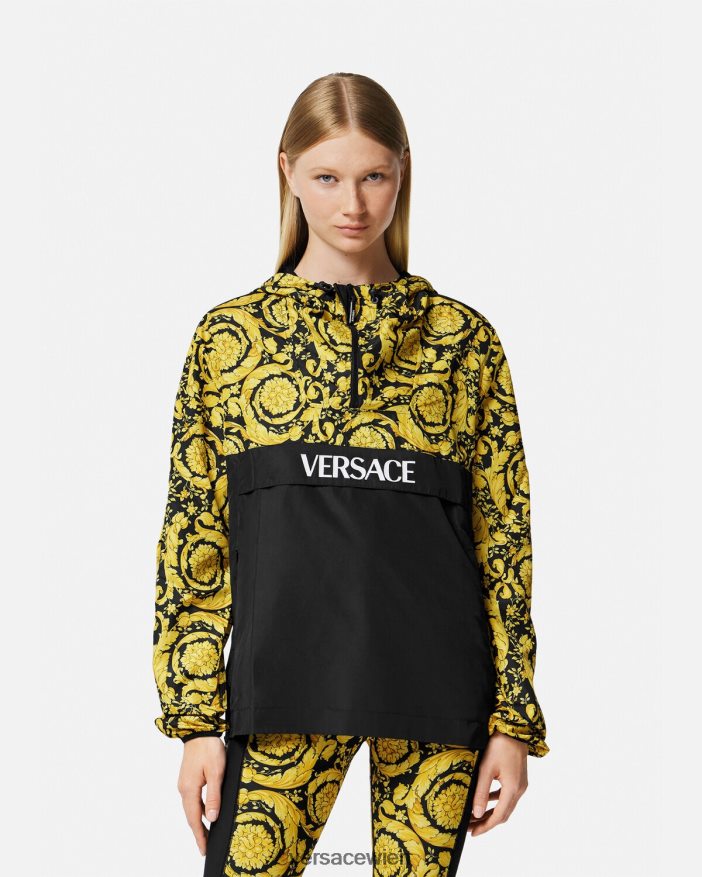Schwarz Windjacke im Barocco-Stil Versace Frauen Kleidung 8N4XJD239