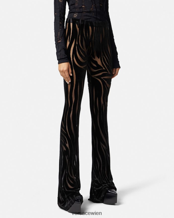 Schwarz Zebra-Samthose Versace Frauen Kleidung 8N4XJD222