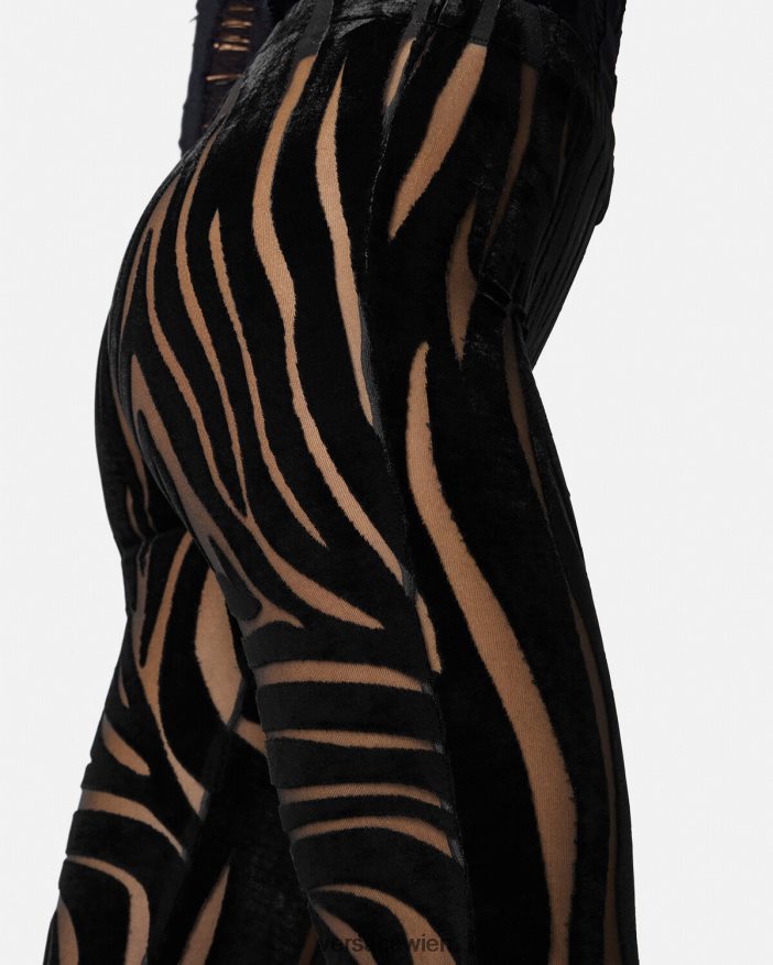 Schwarz Zebra-Samthose Versace Frauen Kleidung 8N4XJD222