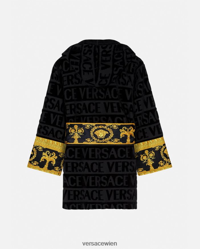 Schwarz allover kurzer Bademantel Versace Frauen Unterwäsche und Strandbekleidung 8N4XJD1083