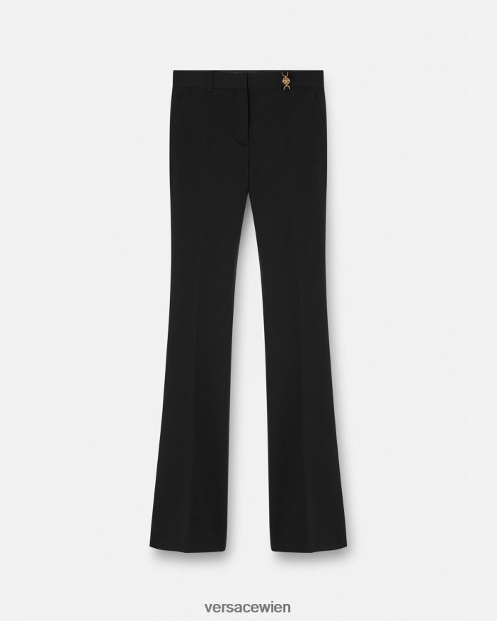 Schwarz ausgestellte maßgeschneiderte Hose Versace Frauen Kleidung 8N4XJD119