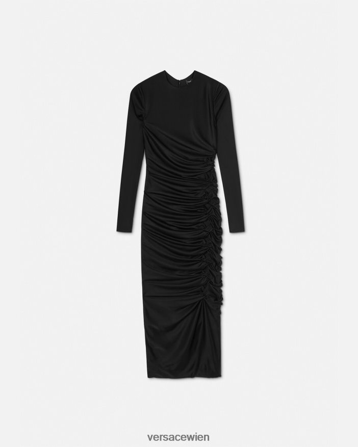 Schwarz geknotetes Midikleid Versace Frauen Kleidung 8N4XJD23