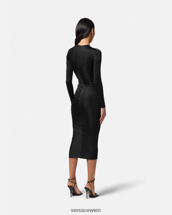 Schwarz geknotetes Midikleid Versace Frauen Kleidung 8N4XJD23