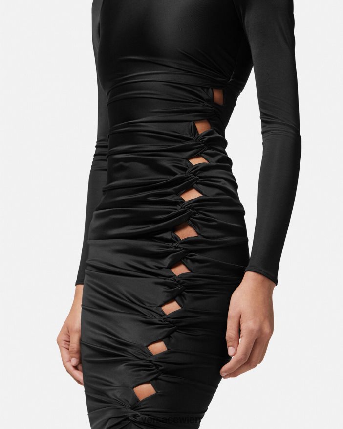 Schwarz geknotetes Midikleid Versace Frauen Kleidung 8N4XJD23