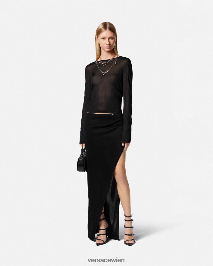 Schwarz langen Rock stricken Versace Frauen Kleidung 8N4XJD176
