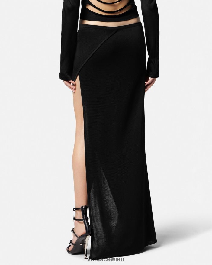 Schwarz langen Rock stricken Versace Frauen Kleidung 8N4XJD176