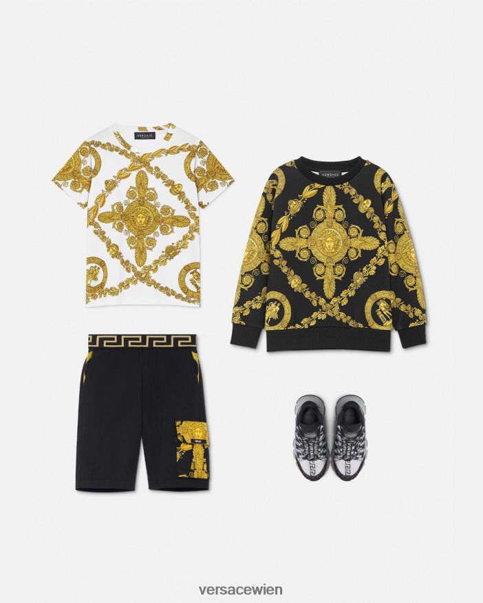 Schwarz maschera barocke Greca-Shorts Versace Kinder Kleidung 8N4XJD2126