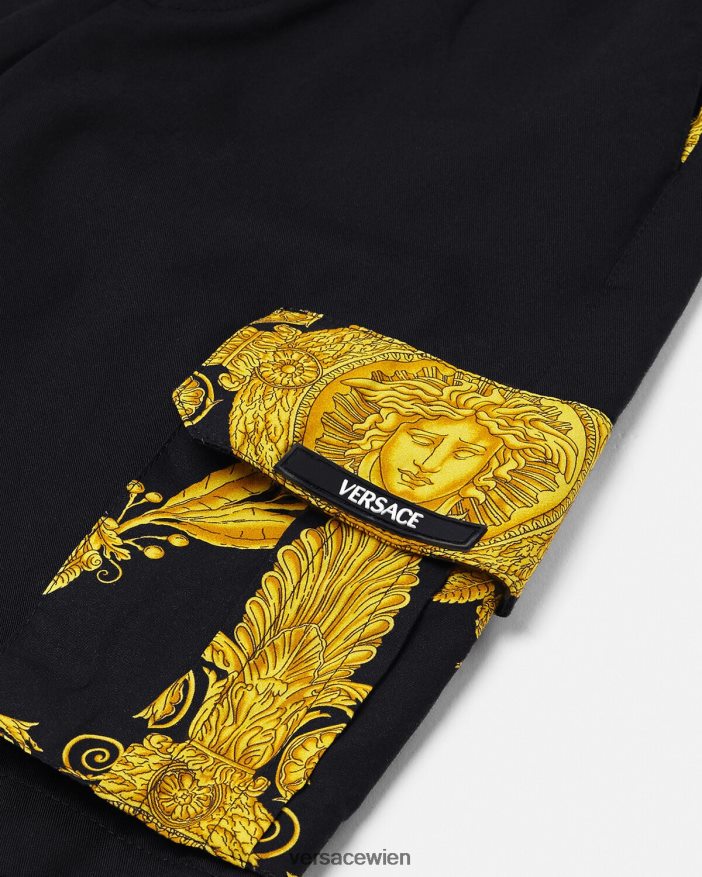 Schwarz maschera barocke Greca-Shorts Versace Kinder Kleidung 8N4XJD2126