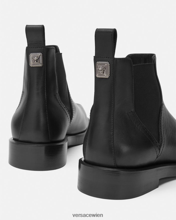 Schwarz quadratische Chelsea-Stiefel Versace Männer Schuh 8N4XJD1580