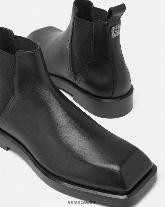 Schwarz quadratische Chelsea-Stiefel Versace Männer Schuh 8N4XJD1580