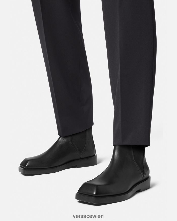 Schwarz quadratische Chelsea-Stiefel Versace Männer Schuh 8N4XJD1580