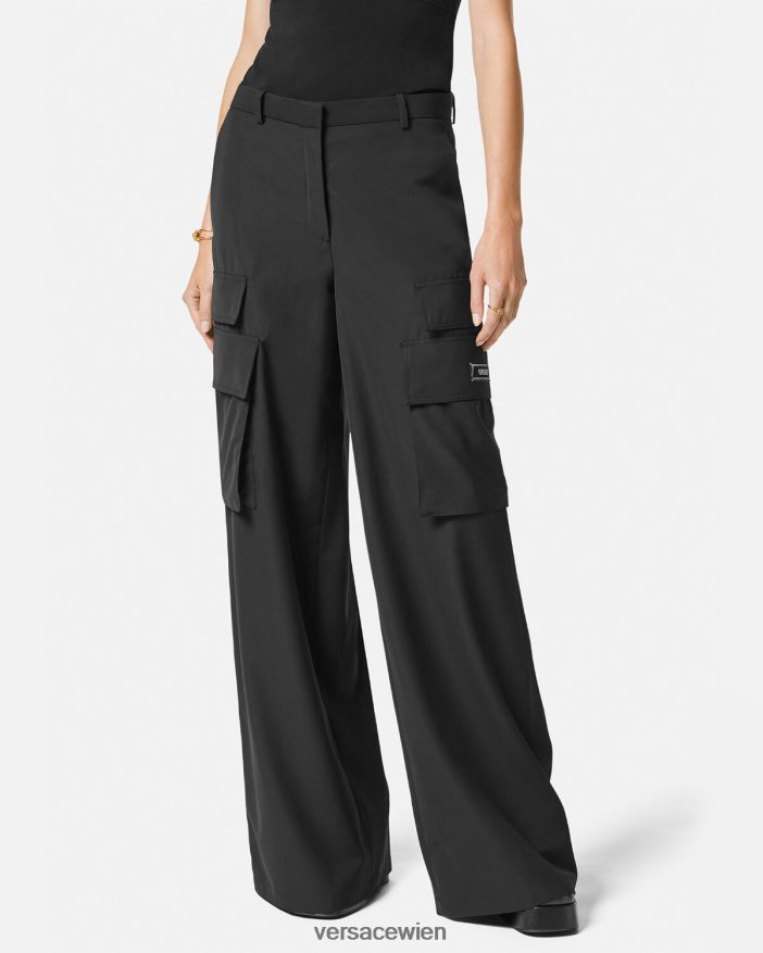 Schwarz weite Cargohose Versace Frauen Kleidung 8N4XJD204