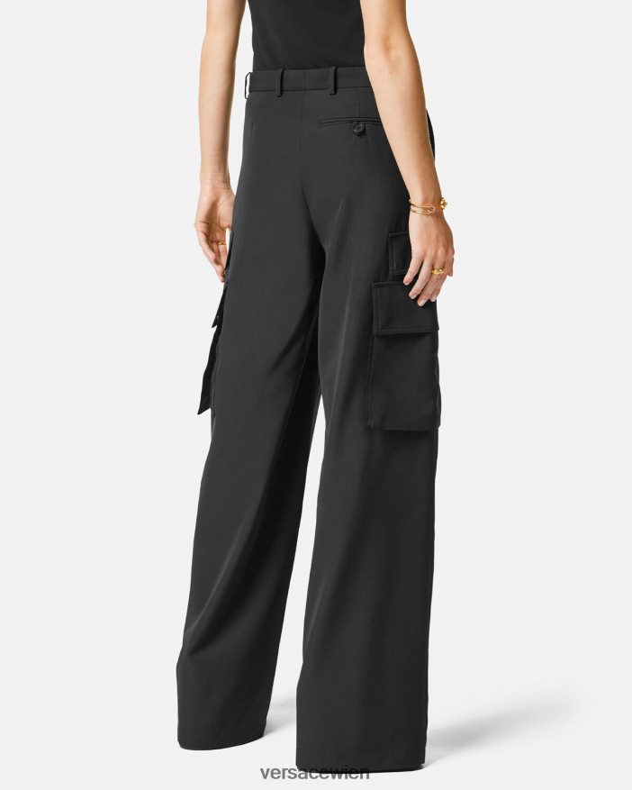 Schwarz weite Cargohose Versace Frauen Kleidung 8N4XJD204