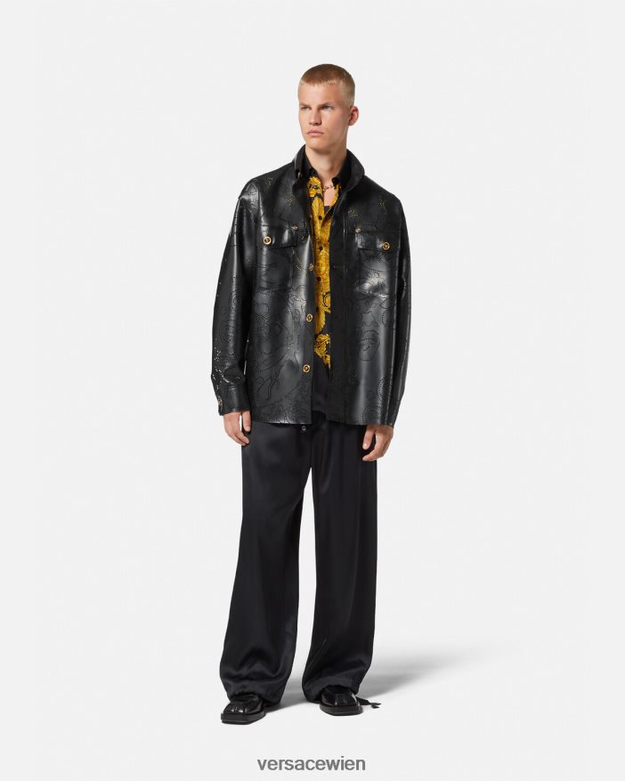 Schwarz Überhemd aus Latex im Barocco-Stil Versace Männer Kleidung 8N4XJD1237